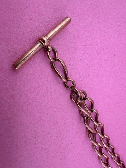 Antique 9ct Rose Gold Open Curb Albert chain