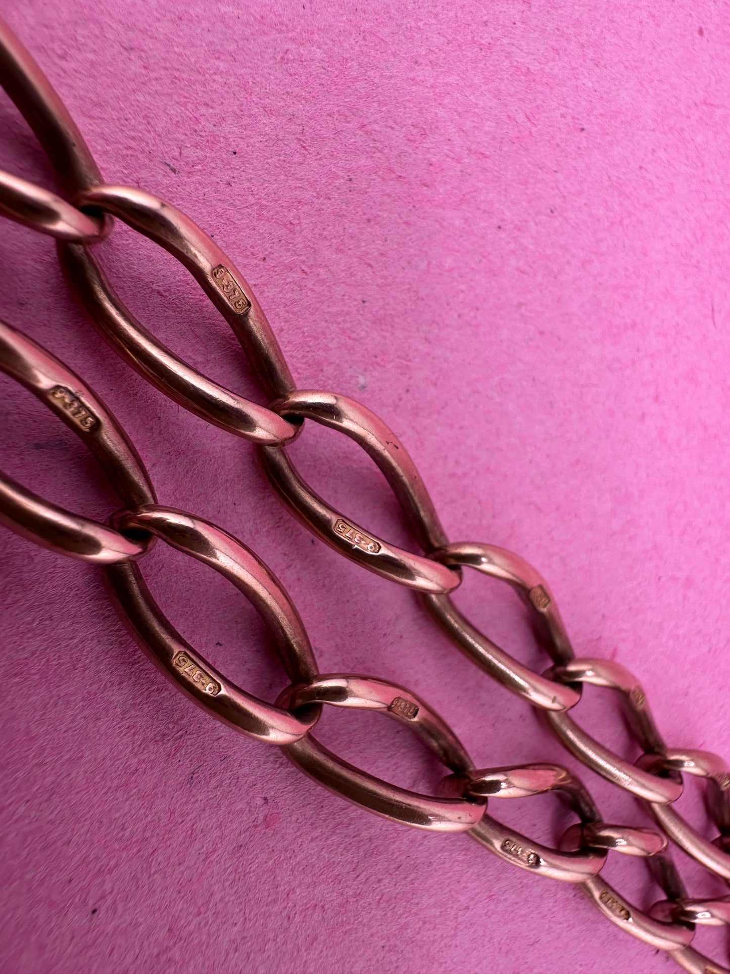 Antique 9ct Rose Gold Open Curb Albert chain