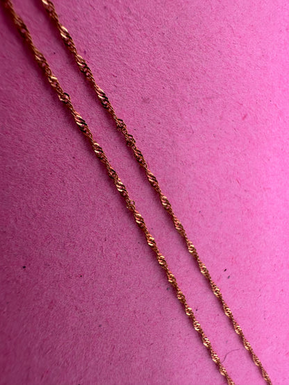 Vintage 9ct Gold Loose Rope chain with heart tassel slider.