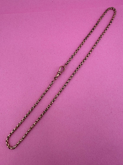 Antique 9ct Peachy Gold Faceted Oval Belcher chain