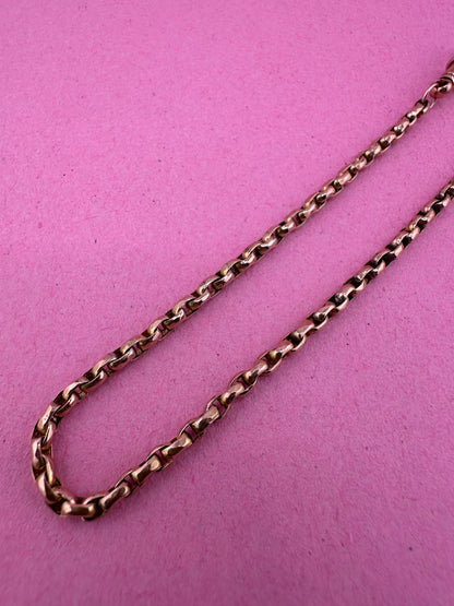 Antique 9ct Peachy Gold Faceted Oval Belcher chain