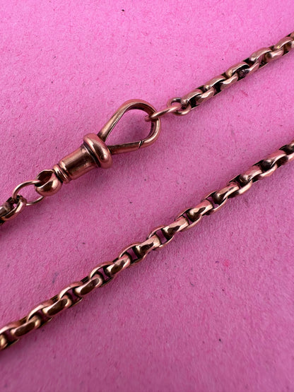 Antique 9ct Peachy Gold Faceted Oval Belcher chain
