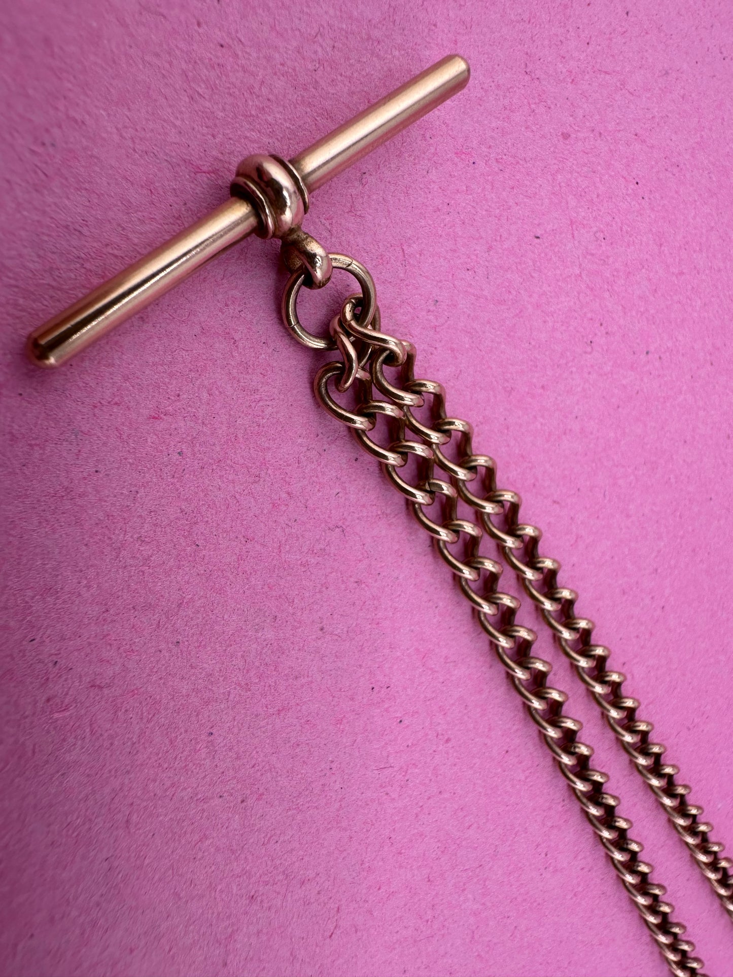 Vintage 9ct Yellow Gold Albert Chain and two swivel dog clips