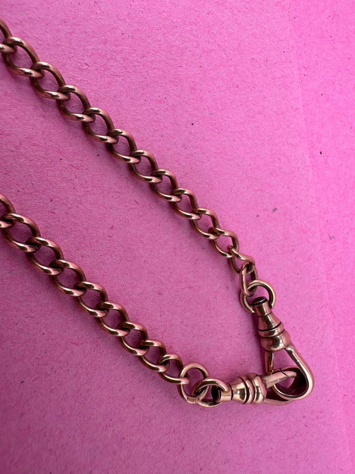 Vintage 9ct Yellow Gold Albert Chain and two swivel dog clips