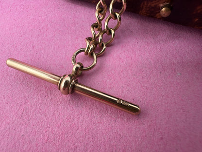 Vintage 9ct Yellow Gold Albert Chain and two swivel dog clips
