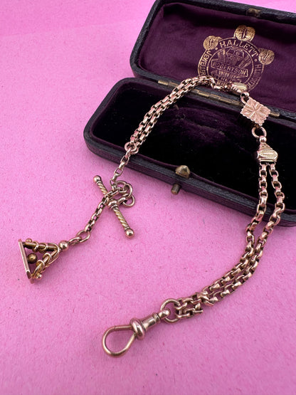 Antique 9ct Gold Albertina chain extender or bracelet