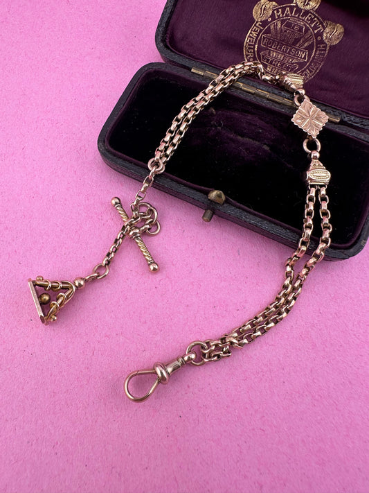 Antique 9ct Gold Albertina chain extender or bracelet