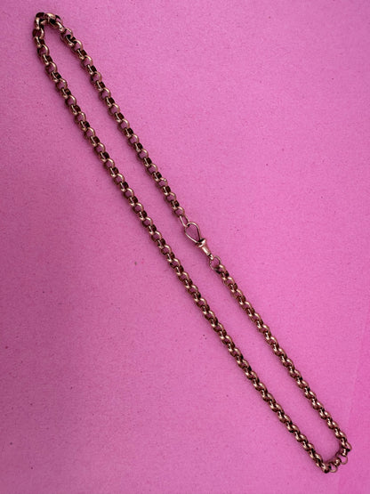 Vintage 9ct Yellow Gold Rolo/Belcher chain with antique dog clip