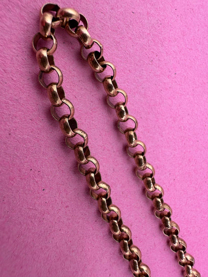 Vintage 9ct Yellow Gold Rolo/Belcher chain with antique dog clip
