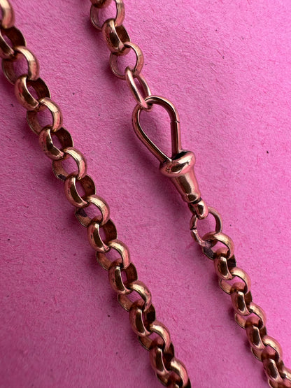Vintage 9ct Yellow Gold Rolo/Belcher chain with antique dog clip