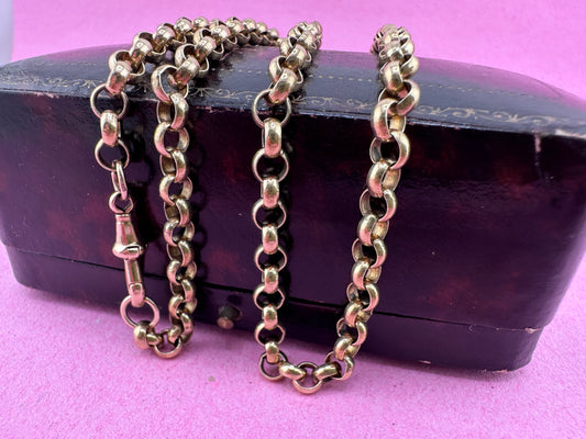 Vintage 9ct Yellow Gold Rolo/Belcher chain with antique dog clip