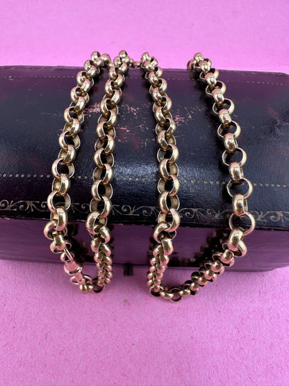 Vintage 9ct Yellow Gold Rolo/Belcher chain with antique dog clip