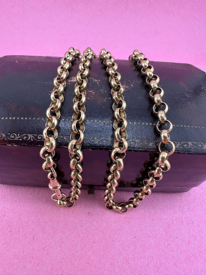 Vintage 9ct Yellow Gold Rolo/Belcher chain with antique dog clip