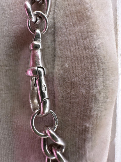 Sterling Silver Albert Chain with dog clip and T-Bar