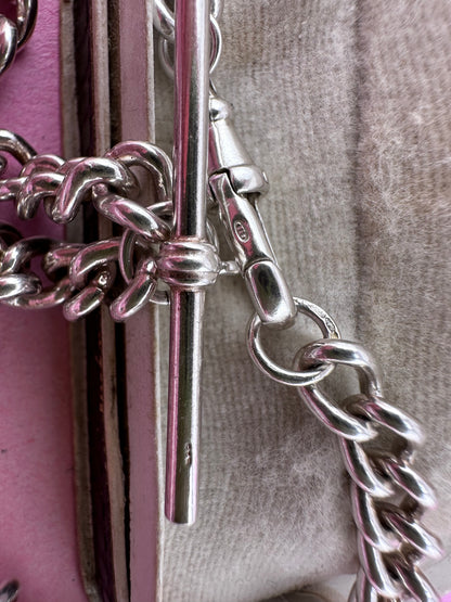 Sterling Silver Albert Chain with dog clip and T-Bar