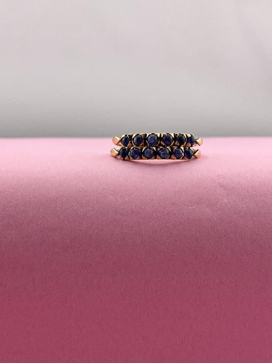 Vintage 9ct Gold Sapphire Cabochon double ring