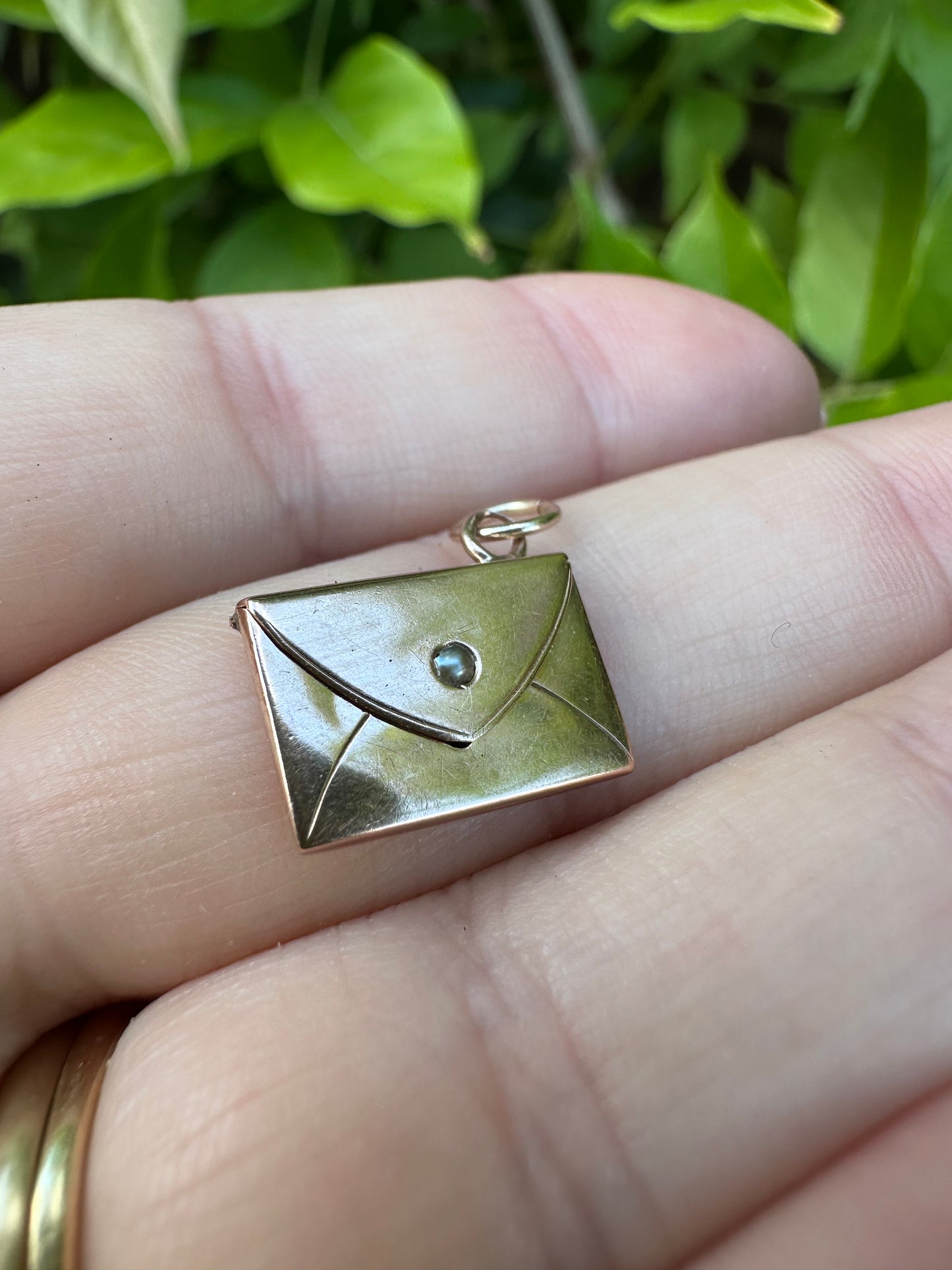 9ct Rose Gold articulated Envelope Charm with seed pearl