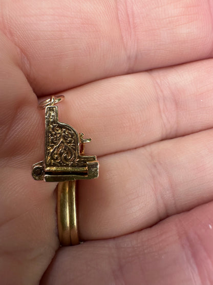 Vintage 9ct Gold Cash register charm, bottom opens