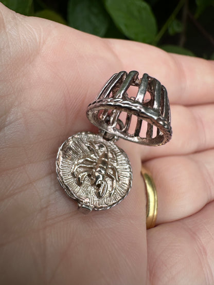 Silver Lobster Pot charm, opens