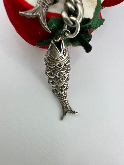 Sterling Silver Articulated Double Fish Pendant