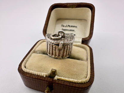 Silver Fish in a Basket Charm, opens