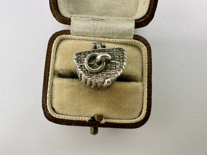 Silver Fish in a Basket Charm, opens