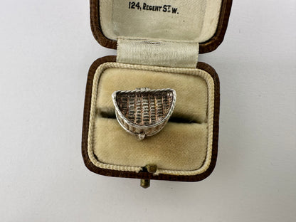 Silver Fish in a Basket Charm, opens