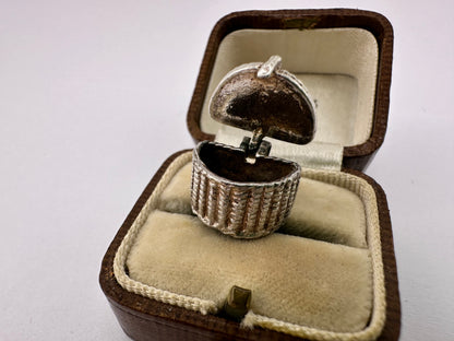 Silver Fish in a Basket Charm, opens
