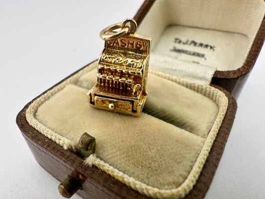 Vintage 9ct Gold Cash register charm, bottom opens