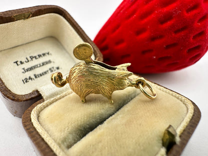 Vintage 9ct Gold Piggy Bank charm, with moving coin/tail