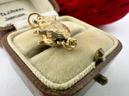 Vintage 9ct Gold Piggy Bank charm, with moving coin/tail