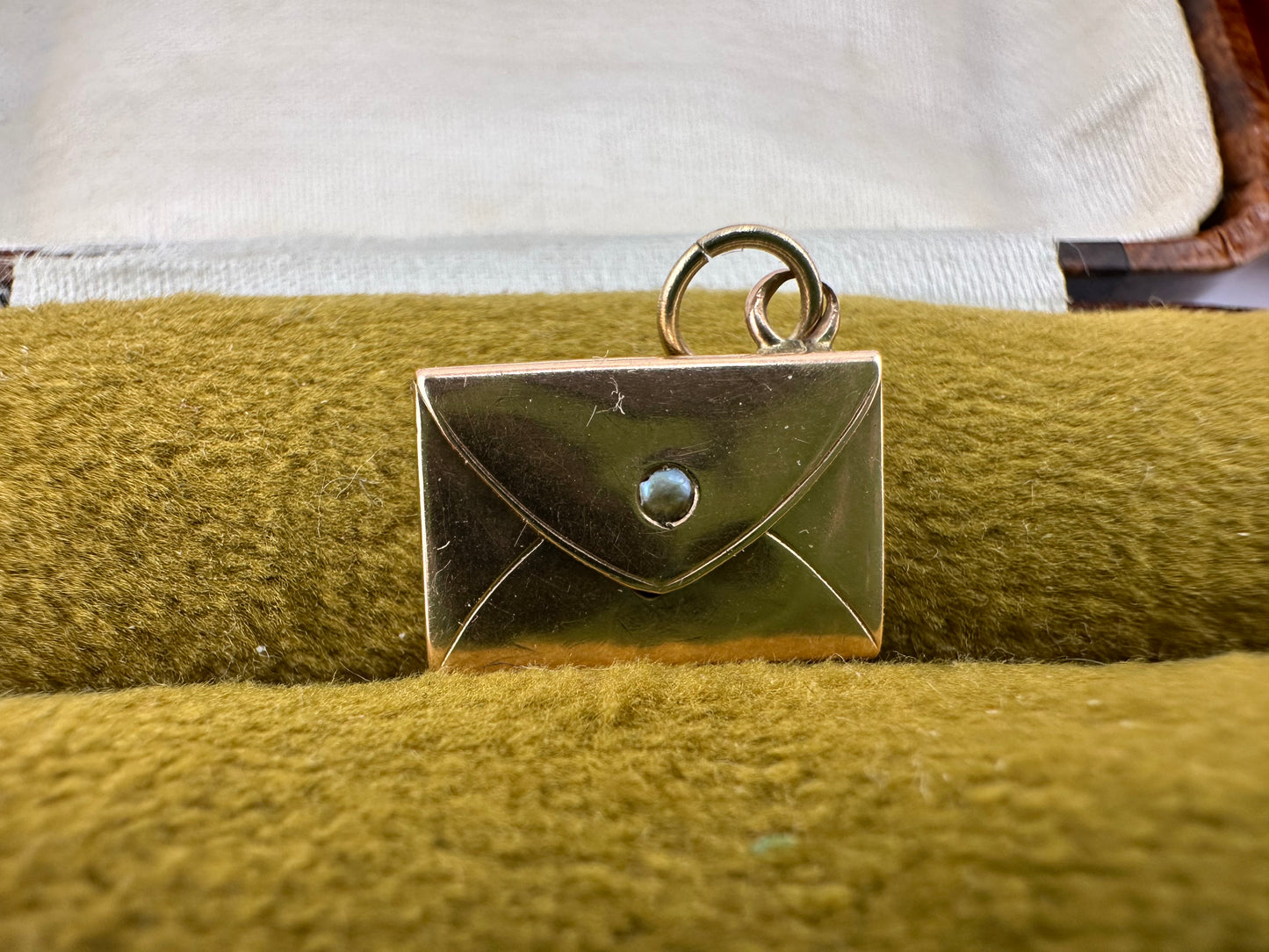 9ct Rose Gold articulated Envelope Charm with seed pearl