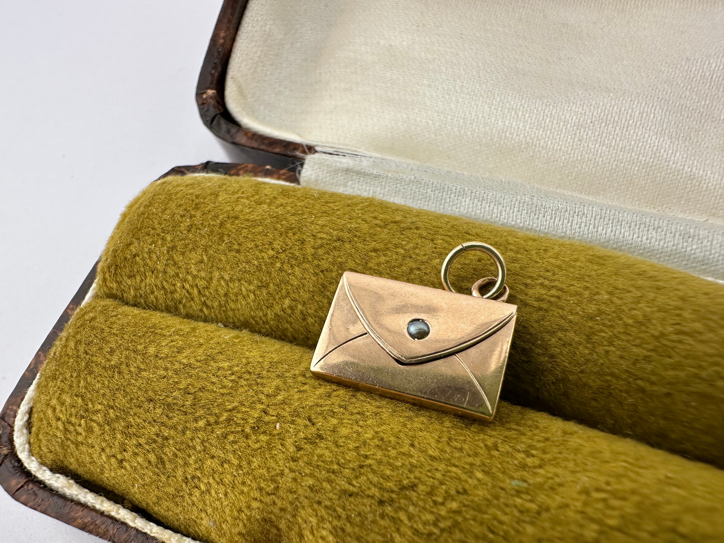 9ct Rose Gold articulated Envelope Charm with seed pearl