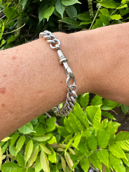 Sterling Silver Graduated Chunky Albert Bracelet