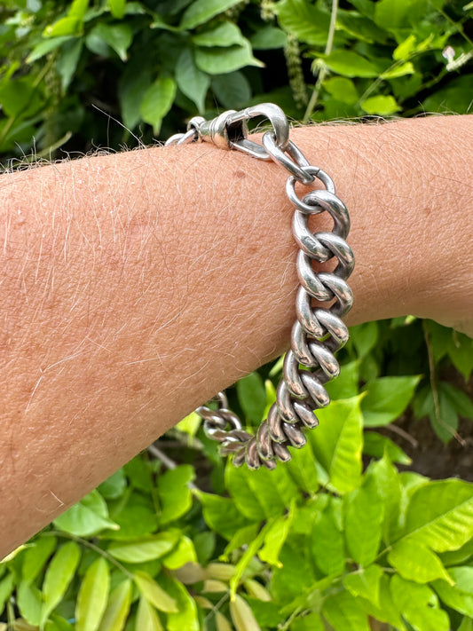 Sterling Silver Graduated Chunky Albert Bracelet