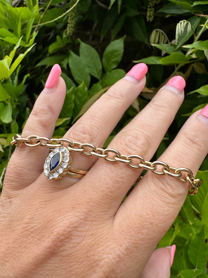 Vintage 9ct Gold Cable bracelet with heart toggle and heart t-bar