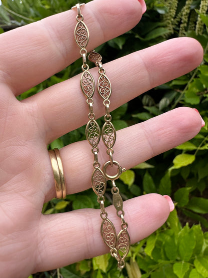 Vintage 9ct gold Filigree bracelet