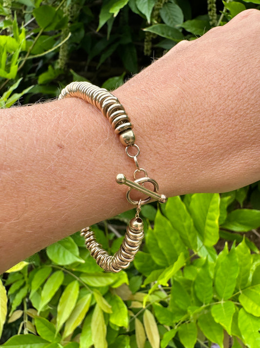 Vintage 9ct Rondelle bead bracelet with toggle clasp