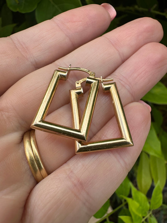 9ct Gold Rectangular Hoops