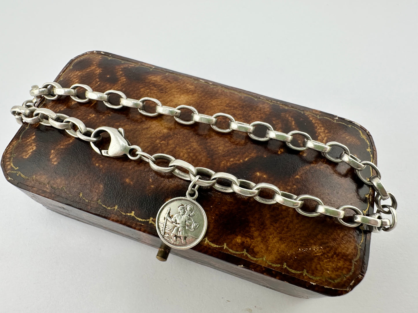 Silver Belcher Bracelet with St Christopher charm