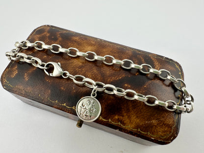 Silver Belcher Bracelet with St Christopher charm