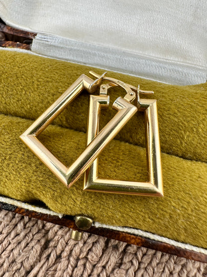 9ct Gold Rectangular Hoops