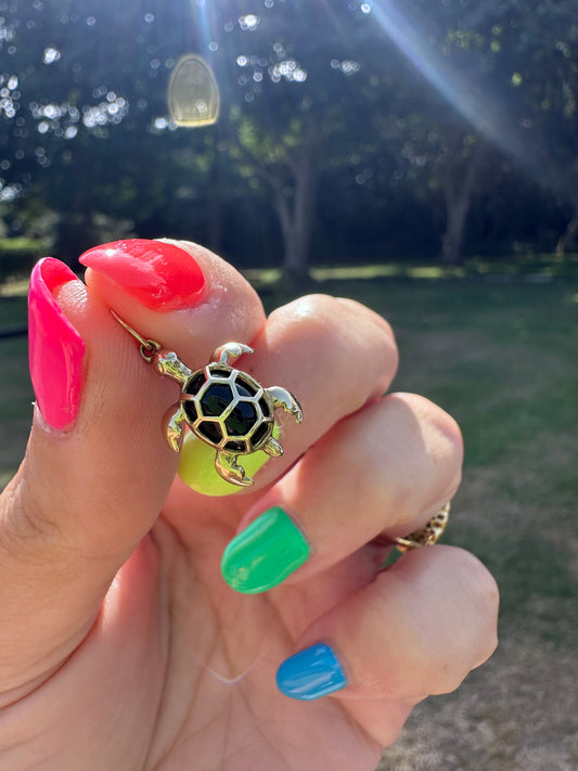 Vintage 9ct Gold Onyx Turtle charm