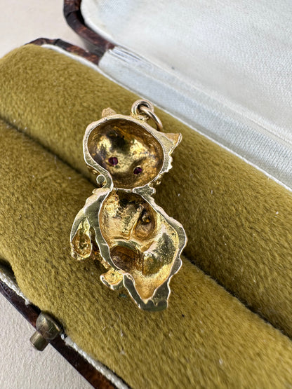 9ct Gold Cat charm with Ruby eyes