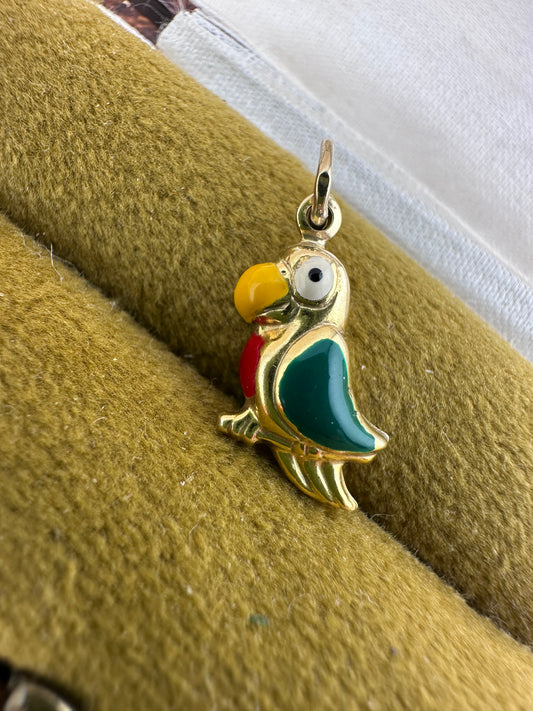 9ct Gold and enamel Parrot charm