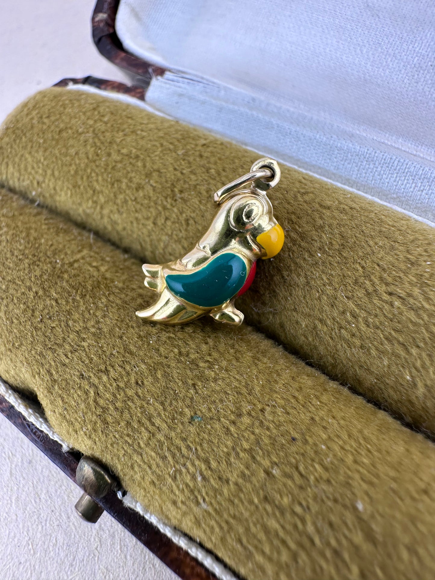 9ct Gold and enamel Parrot charm