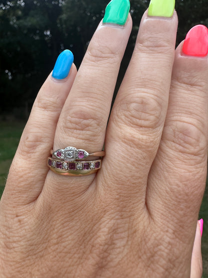 9ct Gold Diamond and Ruby Half eternity band
