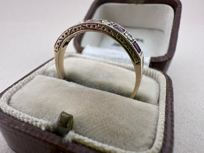 9ct Gold Diamond and Ruby Half eternity band