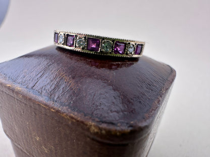 9ct Gold Diamond and Ruby Half eternity band
