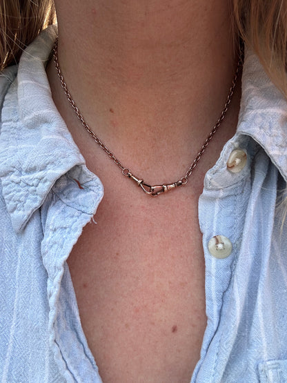 Reserved Belinda- Antique 9ct Rose Gold cable Albert chain with floating T-bar and double dog clips